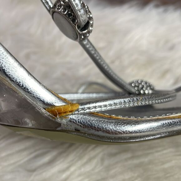 Apt 9 Silver Strappy Open Toe Heel with Rhinstone Decor, Clear Heels, Size 6.5 M - Picture 10 of 10